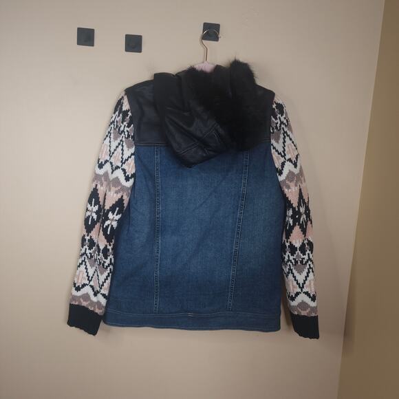 Yigal x AQUA Faux Fur-Trim Mixed Media Coat Size S - Picture 6 of 9